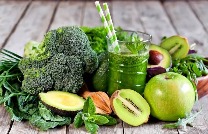овощи и фрукты зеленого цвета